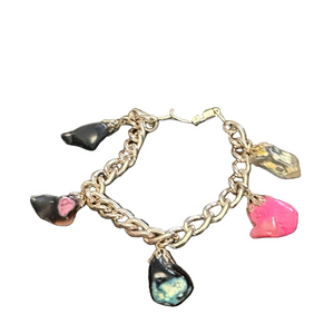 Chic Silver Plated Multicolour Stones Charm Bracelet From Germany